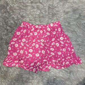 Pink Floral Ruffle Skirt